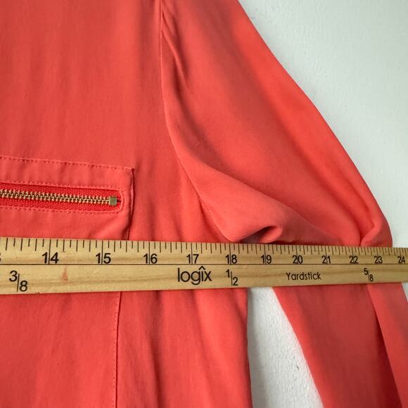 Theory Shirt Womens Medium Peach 100% Silk Henley Button Career Business Work - Picture 8 of 8